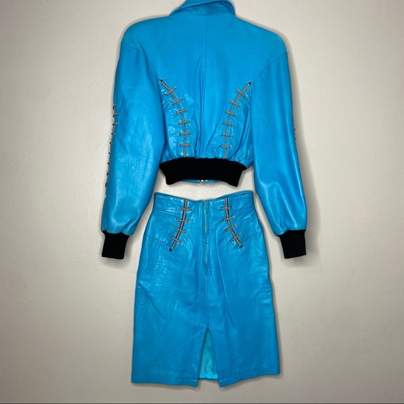 Vintage Michael Hoban North Beach Leather Bomber Style Jacket with Skirt C1 - Picture 2 of 10